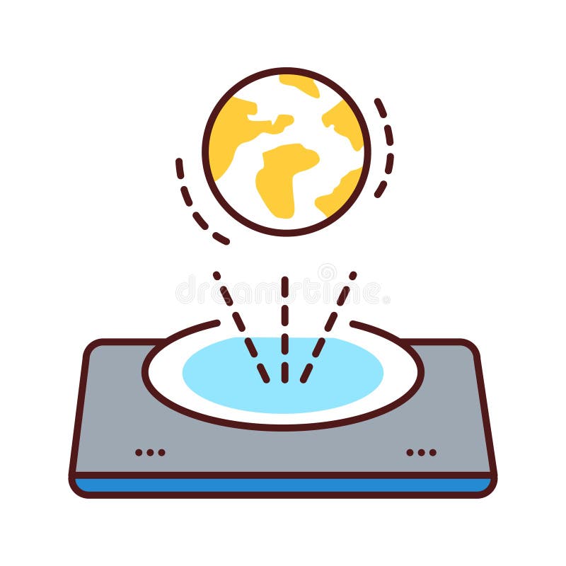 Golographic image color line icon. Three-dimensional object. Virtual reality. Innovative technology. Pictogram for web page royalty free illustration