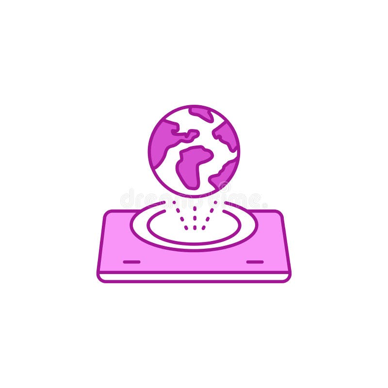 Golographic image color line icon. Three-dimensional object. Virtual reality. Innovative technology. Pictogram for web page, mobile app. UI UX GUI design element. Editable stroke