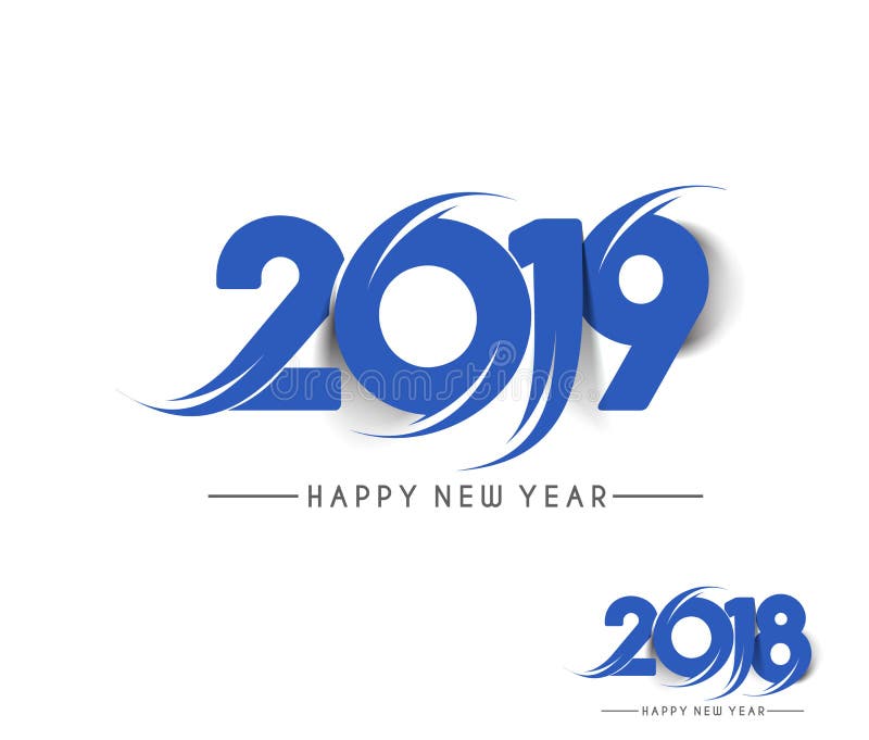 Golpeteo del diseño del texto de la Feliz Año Nuevo 2019 stock de ilustración Golpeteo del diseño del texto de la Feliz Año Nuevo 2019 stock de ilustración