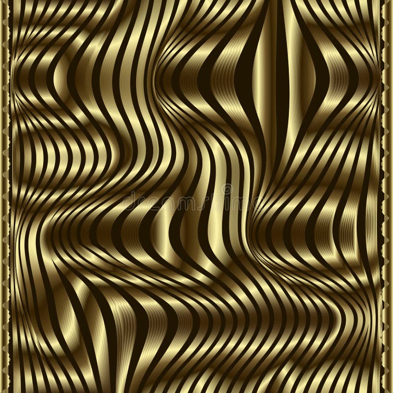 Golven gouden 3d in vector naadloos patroon Moderne geweven of vector illustratie Golven gouden 3d in vector naadloos patroon Moderne geweven of vector illustratie