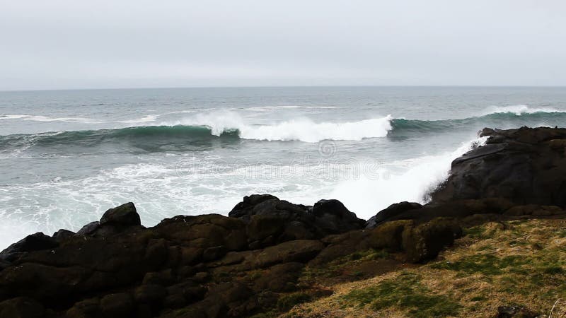 Golven tegen Lava Rock Shore Depoe Bay Oregon