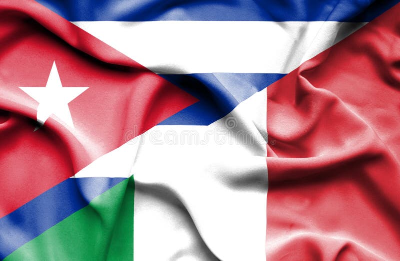 Golvende vlag van Italië en Cuba stock illustratie Golvende vlag van Italië en Cuba stock illustratie