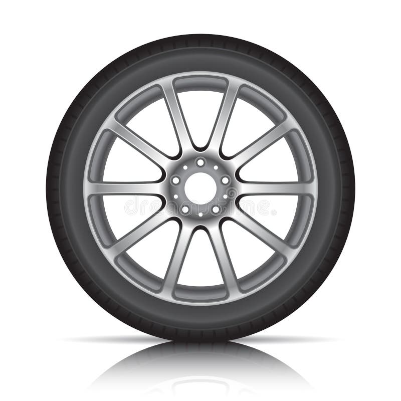 Alloy wheel and tire on white background. Alloy wheel and tire on white background.