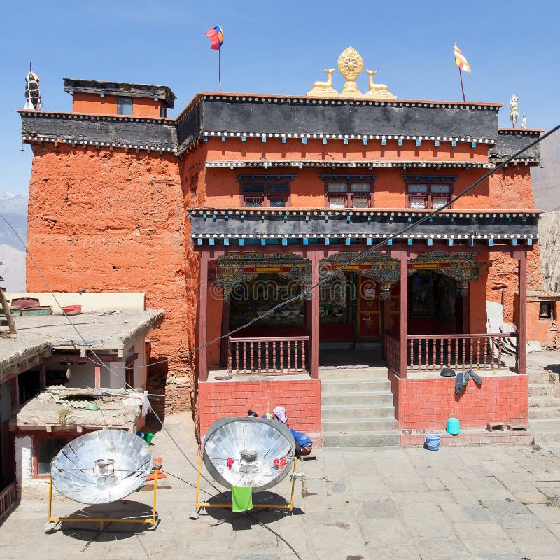 Gompa eller kloster i Kagbeni, Annapurna strömkrets fotografering för bildbyråer Gompa eller kloster i Kagbeni, Annapurna strömkrets fotografering för bildbyråer