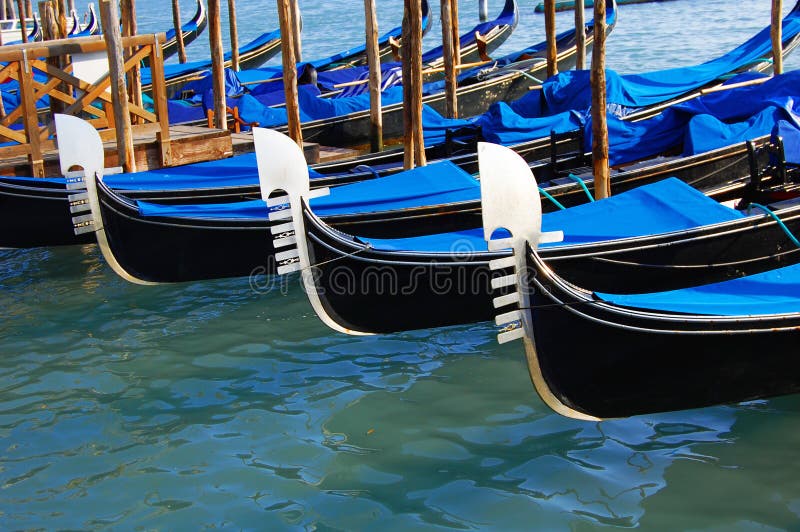 Gondolas detail in Venice