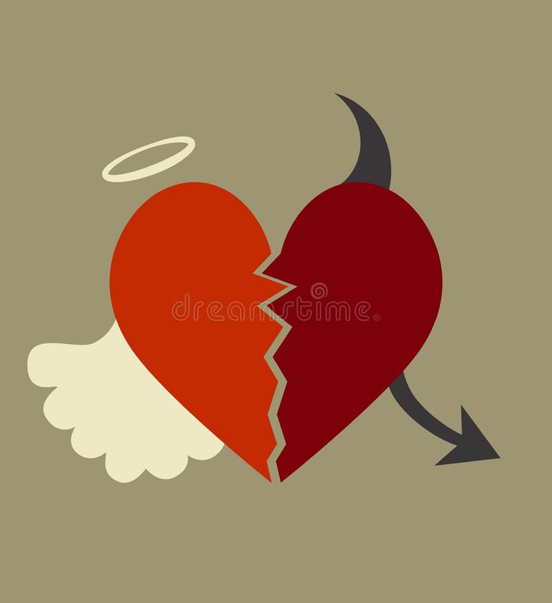 Good and bad heart vector illustration Good and bad heart vector illustration