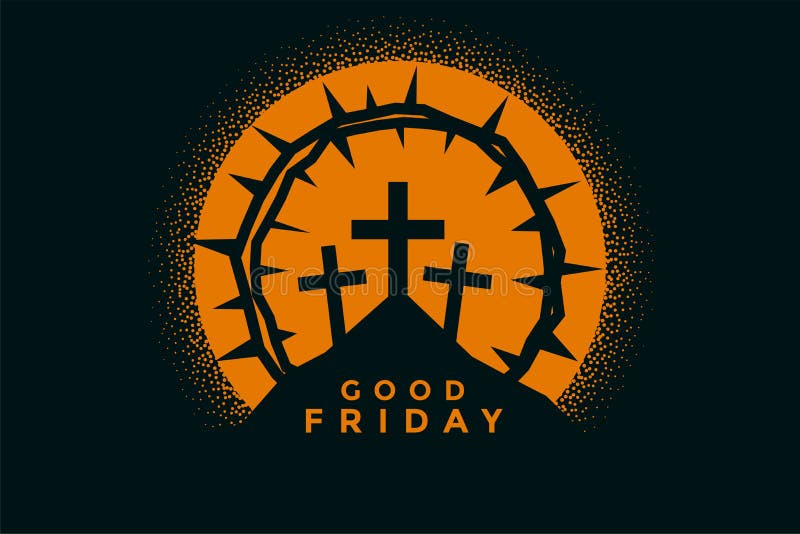 Good friday background with crosses and thorn crown. Vector vector illustration