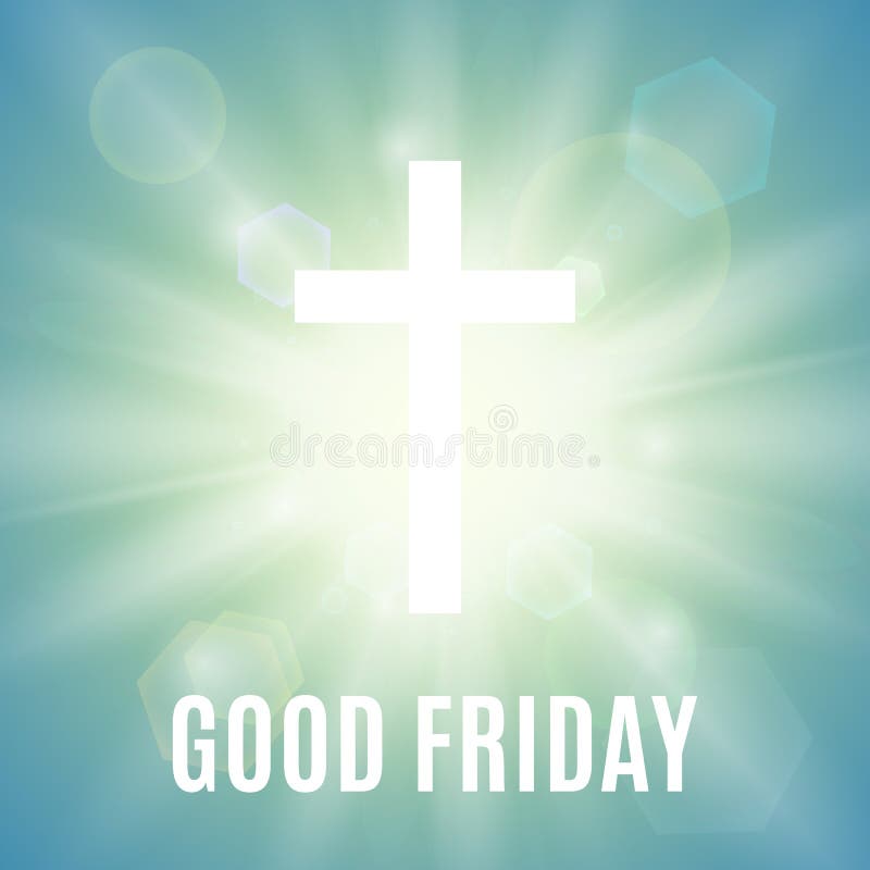 Good Friday background. Good Friday. Background with white cross and sun rays in the sky. Vector illustration stock illustration