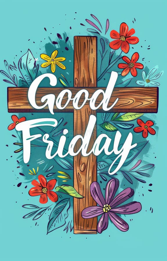 Good Friday Lettering Calligraphy with Cross or Crucifix Christian Good Friday Lettering Calligraphy with Cross or Crucifix Christian