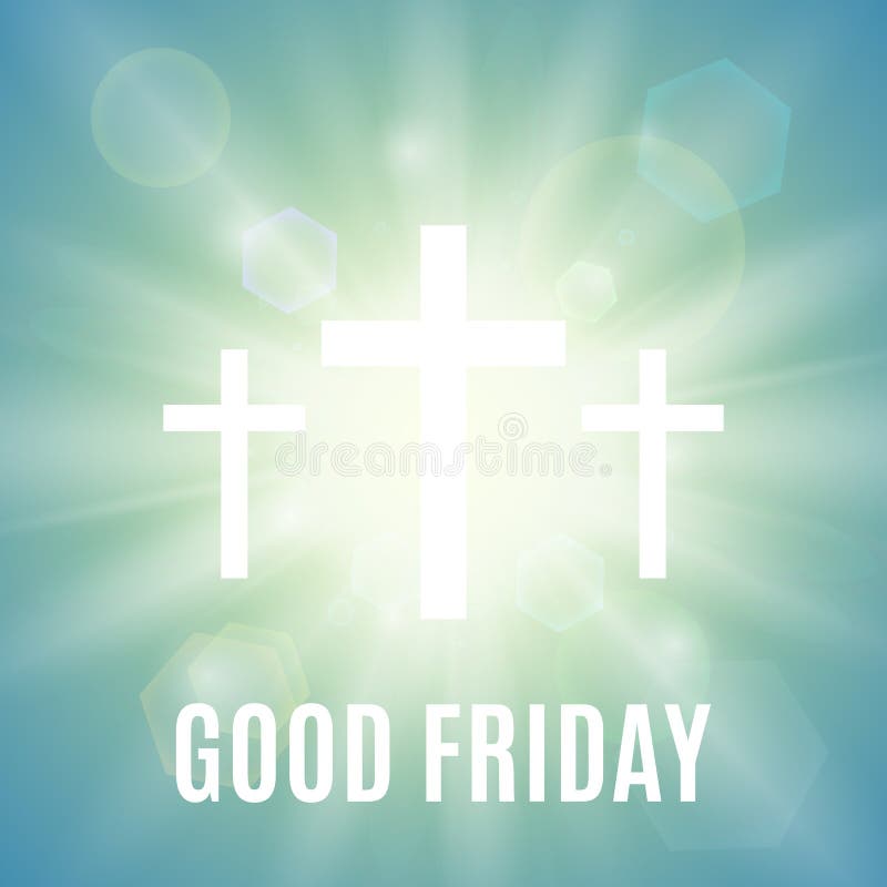 Good Friday religious background. Good Friday. Background with white cross and sun rays in the sky. Vector illustration stock illustration