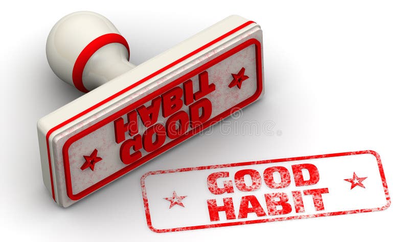 GOOD HABITS Red Word On White Background Illustration 3D Rendering