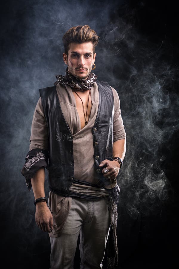 Handsome Young Man in Pirate Fashion Outfit Stock Image - Image of ...