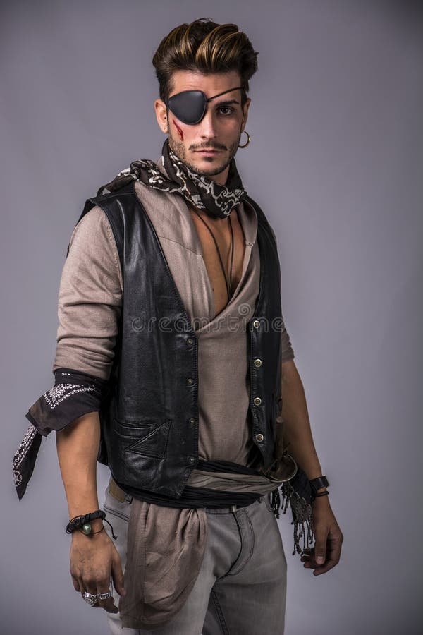 Good Looking Young Man in Pirate Fashion Outfit