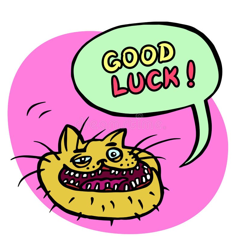 Good Luck! Cartoon Cat Head.. Vector Illustration. Stock Vector