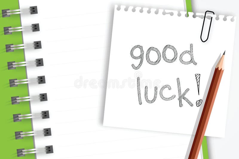 Good luck word on note paper