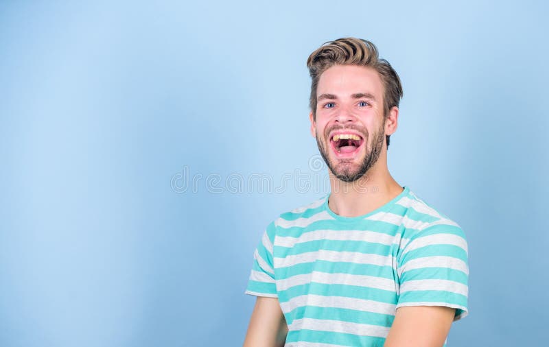 Good mood. Positive emotions concept. Man handsome hipster bristle facial hair smiling happy face. Happiness and joy stock photo Good mood. Positive emotions concept. Man handsome hipster bristle facial hair smiling happy face. Happiness and joy stock photo