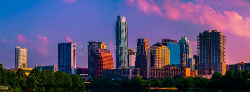 Good Morning America Austin Texas pink Clouds Skyline