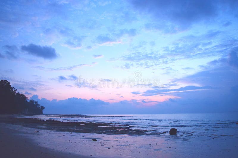 Good Morning - Colors of Dawn in Sky at Serene Beach - Hours Before Sunrise - Sitapur, Neil Island, Andaman Nicobar, India