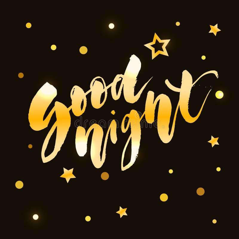 Good Night Lettering Calligraphy Vector Text Phrase Typography Gold ...