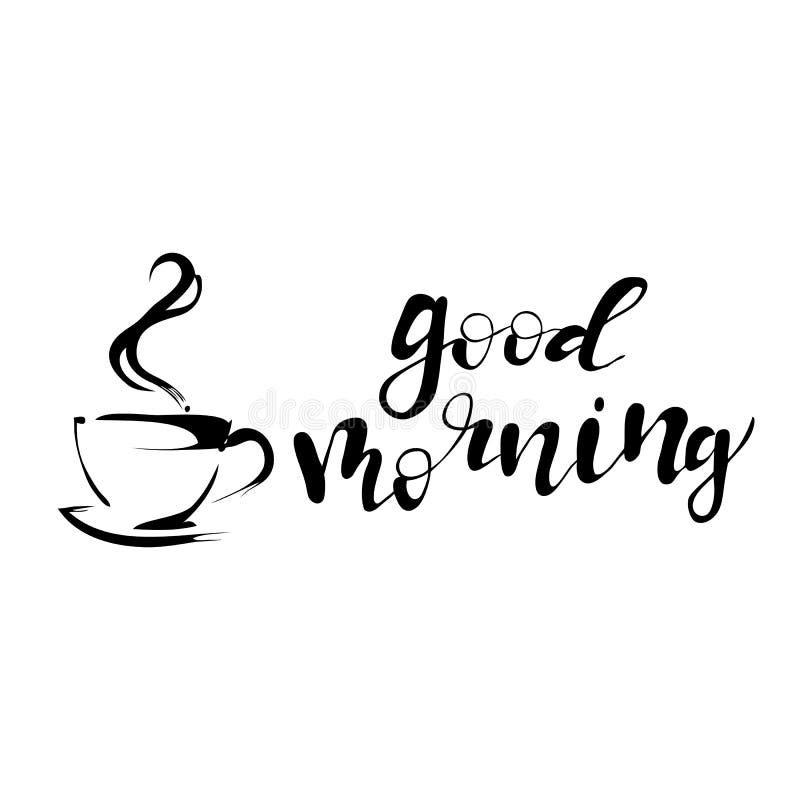 Good Morning Typography Lettering Card, Illustration on White ...