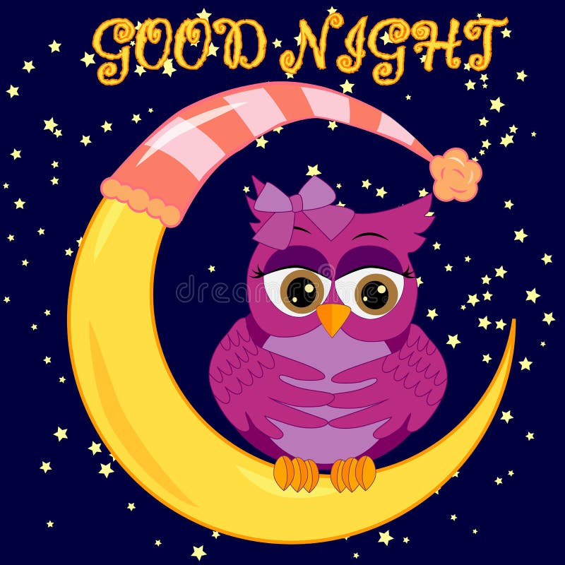 Good Night. Card with Cute Sleeping Owl. Illustration Stock ...