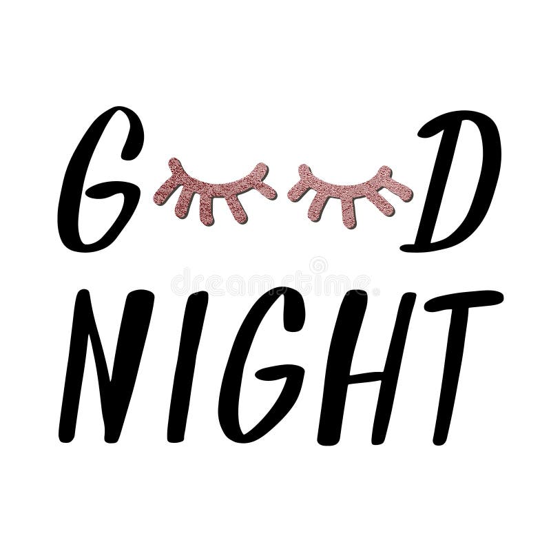 Good Night with Closed Eyes Isolated on White Background Stock Vector ...