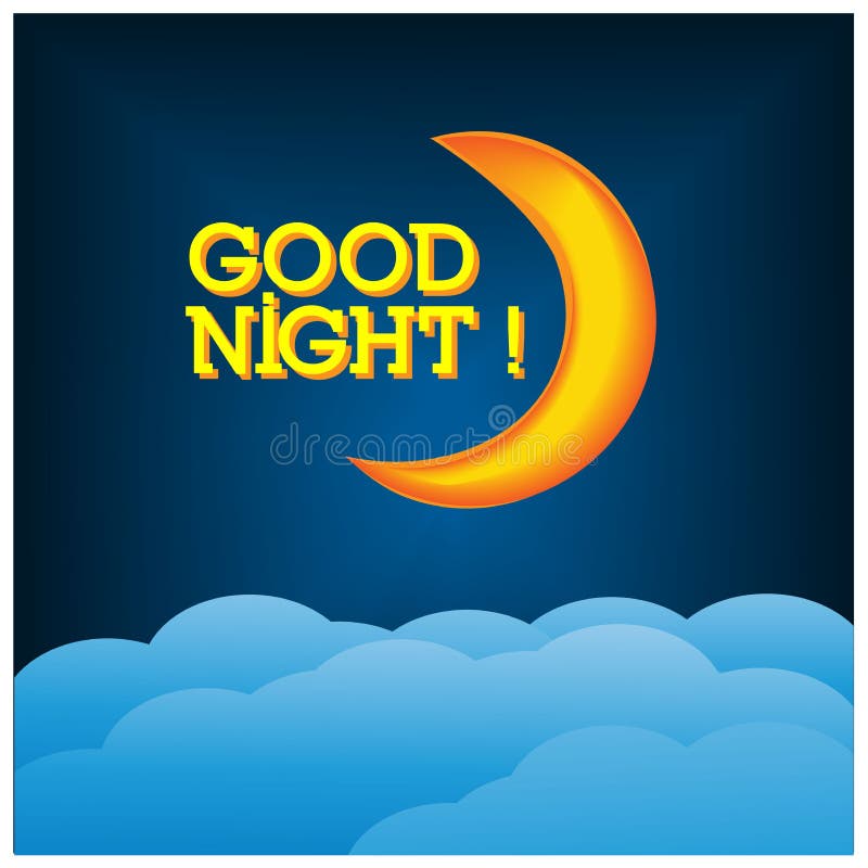 Good Night Illustration With Happy Moon Stock Illustration ...