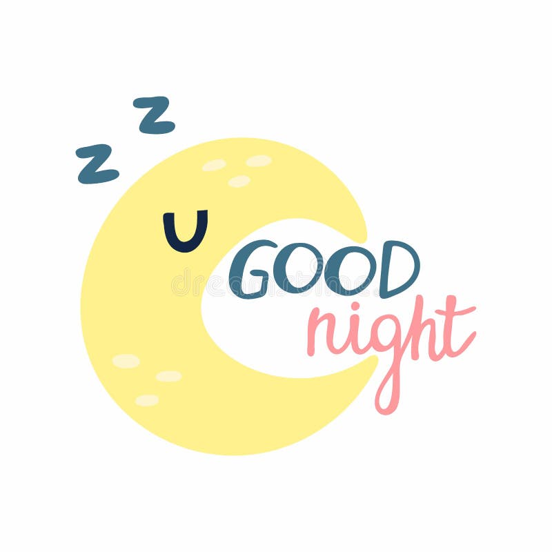 Good Night. Hand Drawn Lettering Short Phrase, Bedtime Poster, with ...