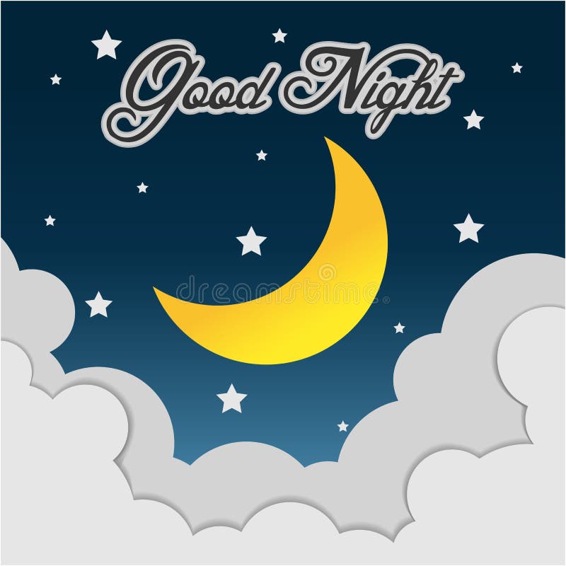 Good Night. Hand Drawn Typography Poster. Card Good Night Vector Image ...