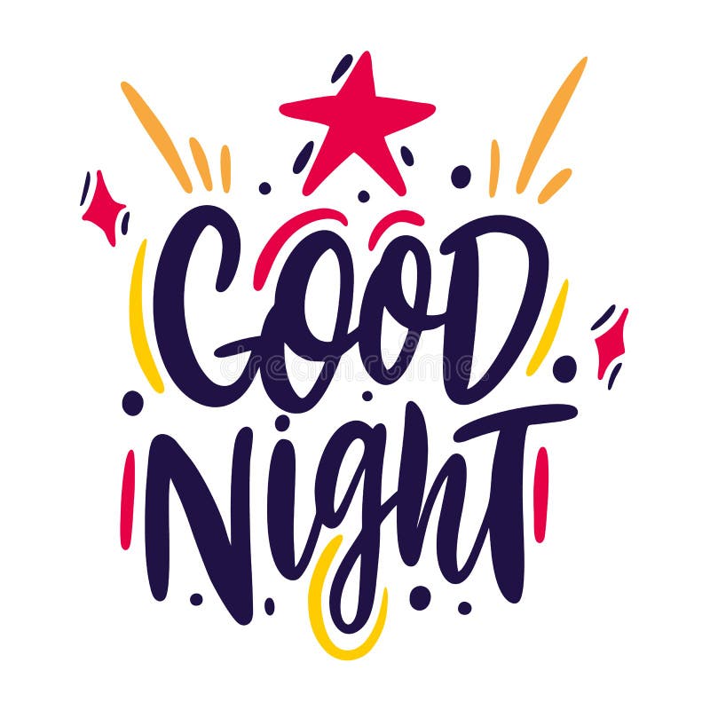 Good Night. Hand Drawn Vector Lettering Phrase. Isolated on Black ...