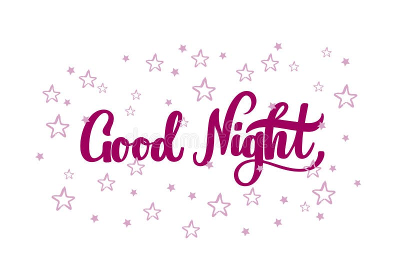 Good Night Hand Drawn Lettering Stock Illustration - Illustration of ...