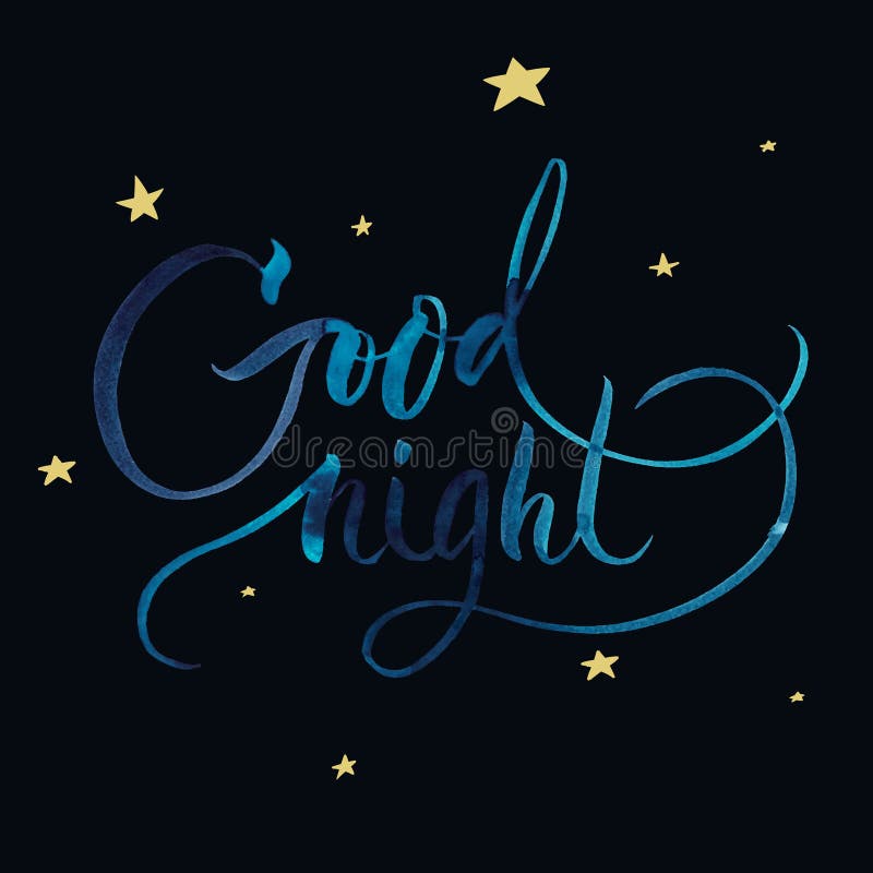 Good Night - Handmade Watercolor Brush Lettering for Print, Card, Cover ...