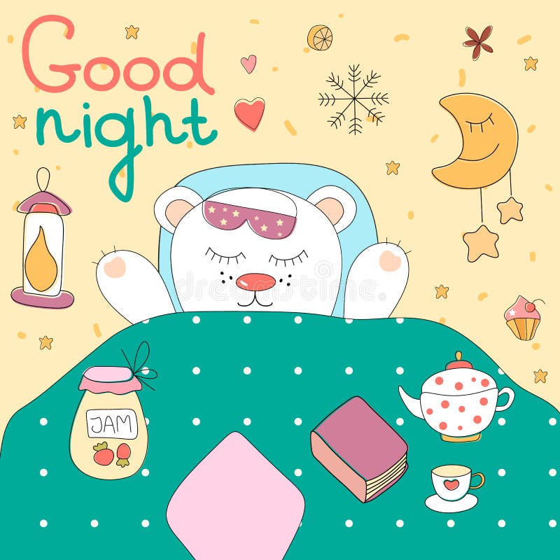 Good night illustration. stock vector. Illustration of cozy - 47156398
