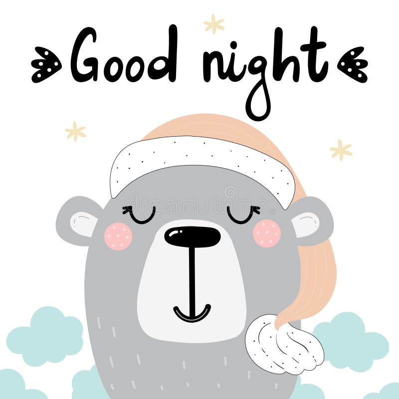 Good Night Vector Card with Funny Cute Cat in Cartoon Style. Vector Print Stock Vector - Illustration of baby, pretty: 103597543 Good Night Vector Card with Funny Cute Cat in Cartoon Style. Vector Print Stock Vector - Illustration of baby, pretty: 103597543