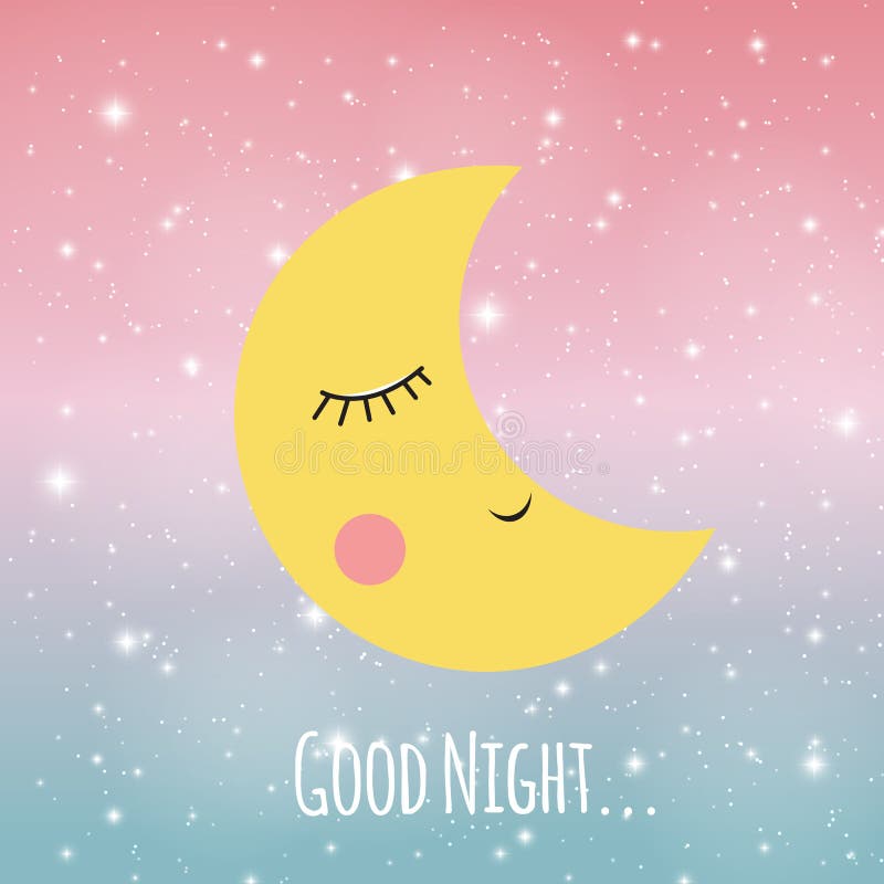 Child Good Night Background with Cloud, Star and Moon. Place for Text ...