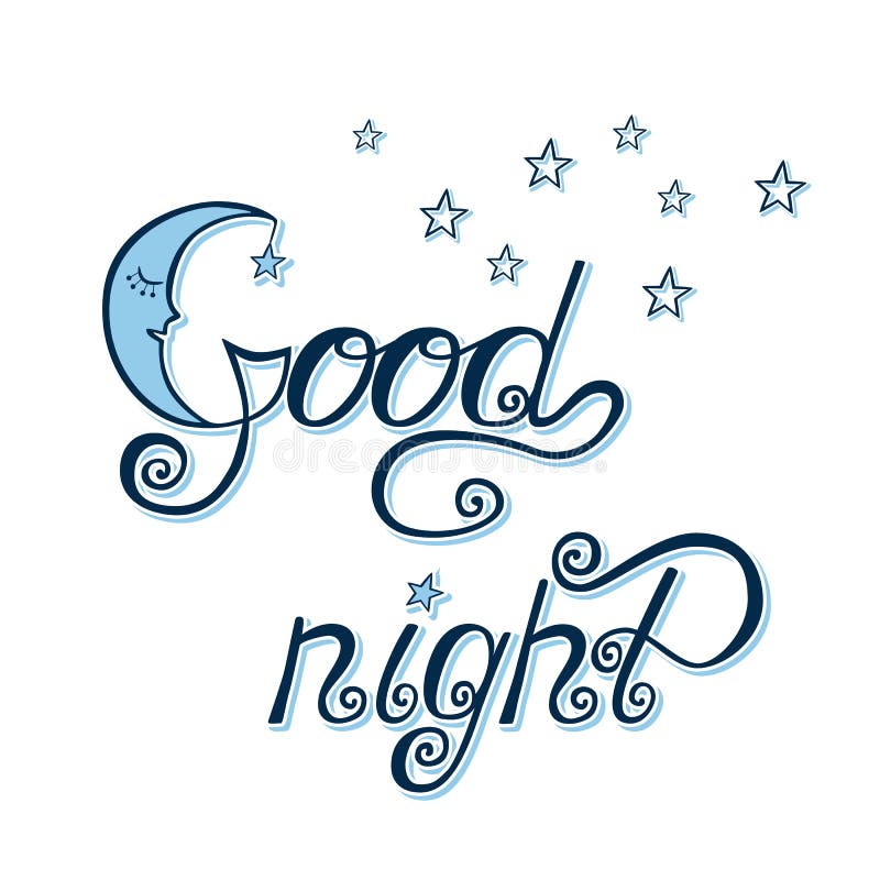 Good Night Word Written in Calligraphy Style. Stock Vector ...