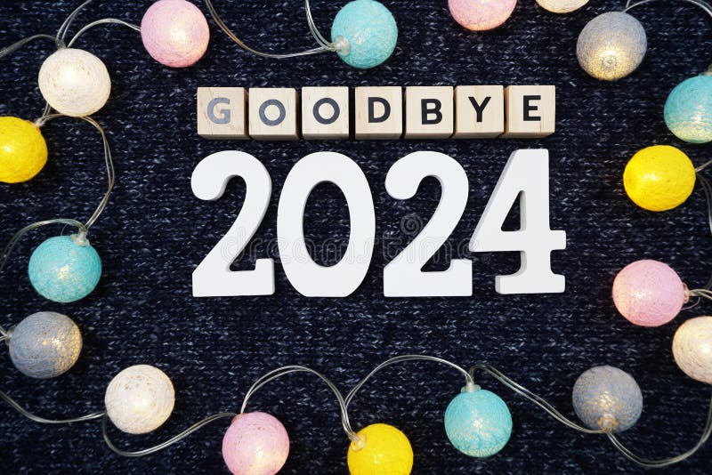 Goodbye 2024 Alphabet Letter on Blue and Pink Background Stock Image