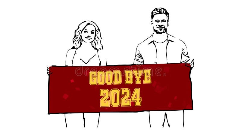 Goodbye 2024 Animation Digital banner stock illustration