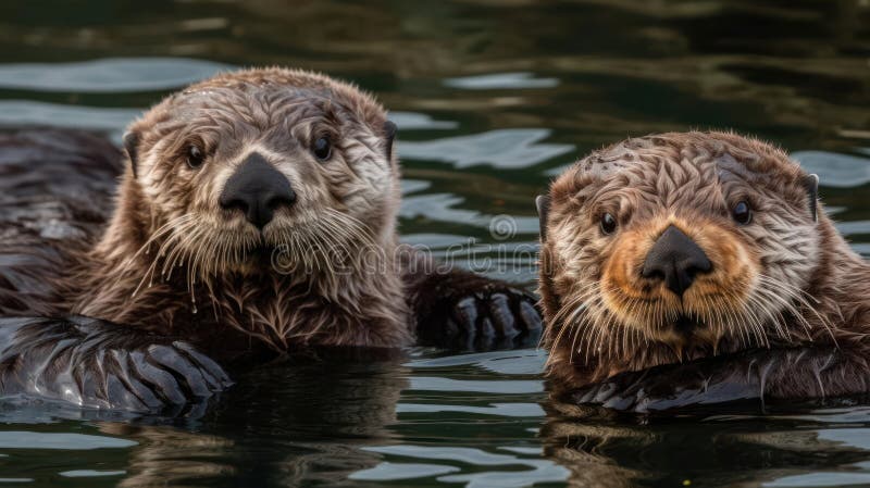 Goofy Sea Otters Floating on Their Backs Created with Generative AI ...