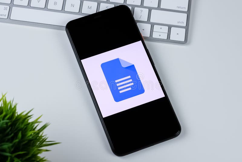 Google Docs app logo on a smartphone screen