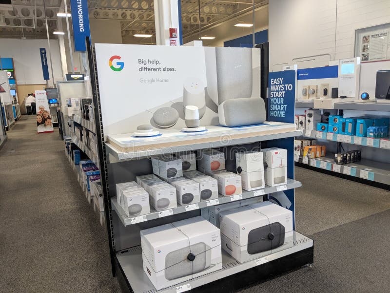 Honolulu - October 6, 2018: Google Home, Mini, Max, and Logo on Display inside Best Buy Store.  Google LLC is an American multinational technology company that specializes in Internet-related services and products, which include online advertising technologies, search engine, cloud computing, software, and hardware, speaker, icon, web, symbol, business, plus, white, media, browser, page, connection, website, editorial, illustrative, logotype, paper, brand, design, modern, cut, communication, www, gmail, social, app, marketing, button, network, application, android, closeup. Honolulu - October 6, 2018: Google Home, Mini, Max, and Logo on Display inside Best Buy Store.  Google LLC is an American multinational technology company that specializes in Internet-related services and products, which include online advertising technologies, search engine, cloud computing, software, and hardware, speaker, icon, web, symbol, business, plus, white, media, browser, page, connection, website, editorial, illustrative, logotype, paper, brand, design, modern, cut, communication, www, gmail, social, app, marketing, button, network, application, android, closeup