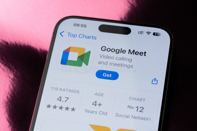 Google Meet mobile application ranking royalty free stock photography