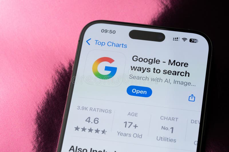 Google mobile application ranking stock image