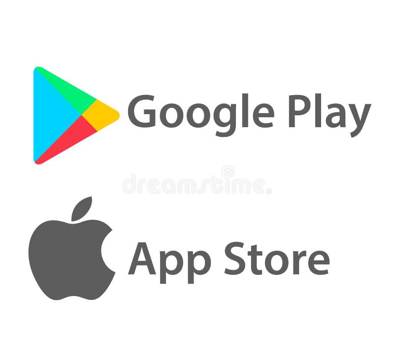 Google Play, Apple Store logo, icon, button. 16290534 Vector Art