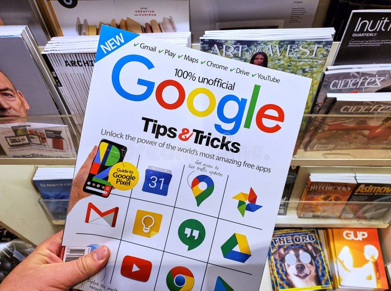 Google Tips Y Trucos De Una Revista No Oficial Con íconos De Google En La  Portada Foto de archivo editorial - Imagen de ocio, colores: 189605553