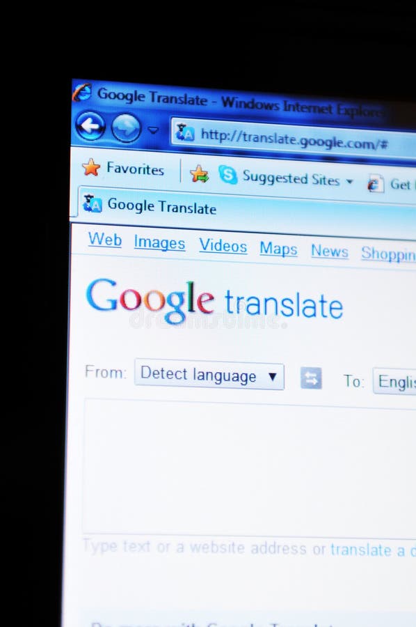 Google Translate on laptop screen. Google Translate on laptop screen