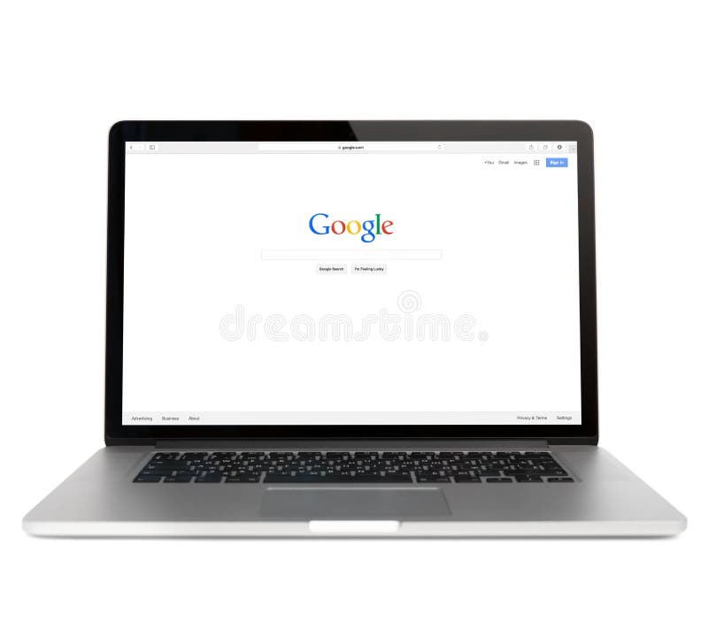 Google webpage on Macbook pro display