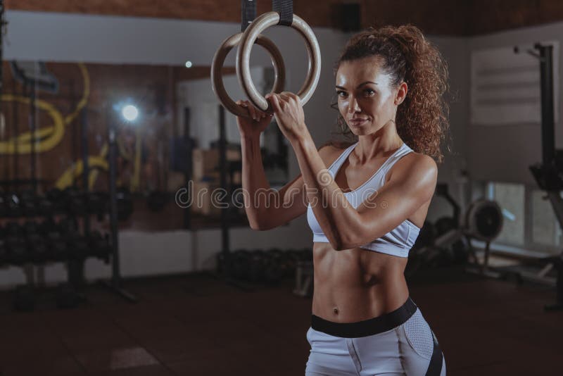 Beautiful Fit Crossfit Woman Exercising Stock Image - Image of