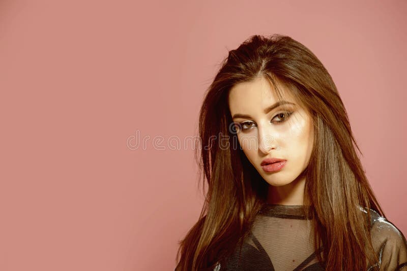 Gorgeous and beautiful. Sensual woman. Pretty woman with glamour look. Fashion model with stylish makeup and long stock photography Gorgeous and beautiful. Sensual woman. Pretty woman with glamour look. Fashion model with stylish makeup and long stock photography
