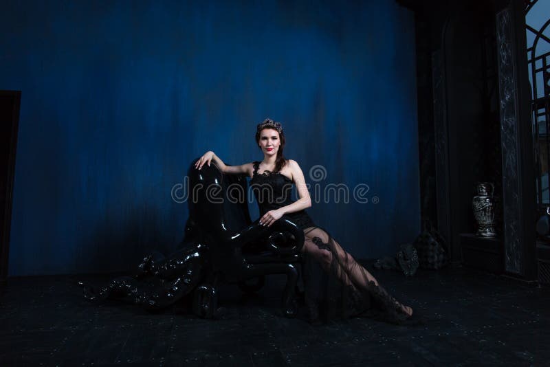 Gorgeous model in gothic interior royalty free stock photos